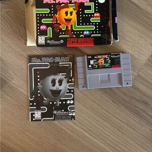 1996 Ms. Pac-Man PacMan Super Nintendo SNES Video Game Complete w/ Manual CIB